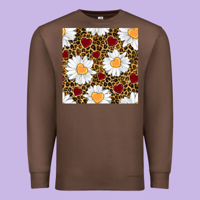 Valentines Day Daisy And Leopard Seamless Pattern Premium Sweatshirt Designed By Bundleandbundleshop
