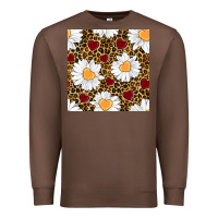 Chestnut valentines day daisy and leopard seamless pattern Premium Sweatshirt - BundleAndBundleShop