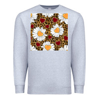 Heather Grey valentines day daisy and leopard seamless pattern Premium Sweatshirt - BundleAndBundleShop