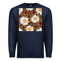 Navy valentines day daisy and leopard seamless pattern Premium Sweatshirt - BundleAndBundleShop