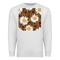 Oatmeal Heather valentines day daisy and leopard seamless pattern Premium Sweatshirt - BundleAndBundleShop