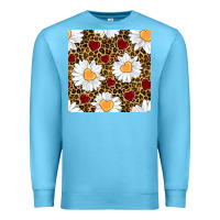 Ocean Blue valentines day daisy and leopard seamless pattern Premium Sweatshirt - BundleAndBundleShop