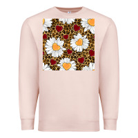 Pale Pink valentines day daisy and leopard seamless pattern Premium Sweatshirt - BundleAndBundleShop