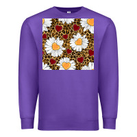Purple valentines day daisy and leopard seamless pattern Premium Sweatshirt - BundleAndBundleShop
