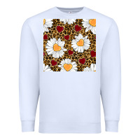 White valentines day daisy and leopard seamless pattern Premium Sweatshirt - BundleAndBundleShop