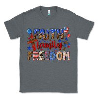 Charcoal Heather faith family freedom Classic Tee - texasbilliewilder