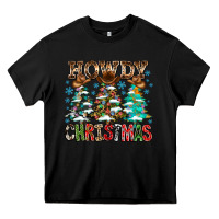 Black Howdy Christmas Heavy Core Tee - CowhideDigitalArt