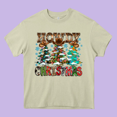 Howdy Christmas Heavy Core Tee Designed By Cowhidedigitalart