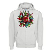 Dove Grey Cherry sunflower Zipper Hoodie - texasbilliewilder