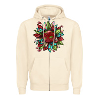 Sandshell Cherry sunflower Zipper Hoodie - texasbilliewilder