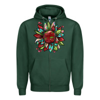 Sports Green Cherry sunflower Zipper Hoodie - texasbilliewilder