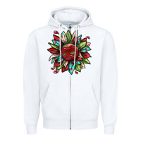 White Cherry sunflower Zipper Hoodie - texasbilliewilder