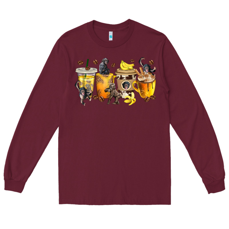 Monkey Coffee Cups Long Sleeve Tee by texasbilliewilder | Teevron