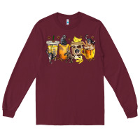 Burgundy monkey coffee cups Long Sleeve Tee - texasbilliewilder