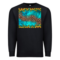 Black leopard turquoise sunflower Premium Sweatshirt - JahusDesignShop