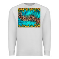 Dove Grey leopard turquoise sunflower Premium Sweatshirt - JahusDesignShop