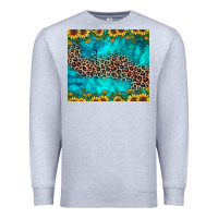 Heather Grey leopard turquoise sunflower Premium Sweatshirt - JahusDesignShop