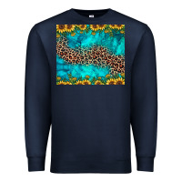 Navy leopard turquoise sunflower Premium Sweatshirt - JahusDesignShop