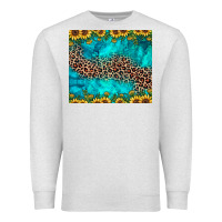 Oatmeal Heather leopard turquoise sunflower Premium Sweatshirt - JahusDesignShop