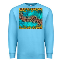 Ocean Blue leopard turquoise sunflower Premium Sweatshirt - JahusDesignShop