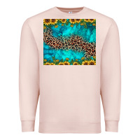 Pale Pink leopard turquoise sunflower Premium Sweatshirt - JahusDesignShop