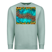 Seafoam leopard turquoise sunflower Premium Sweatshirt - JahusDesignShop