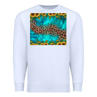 White leopard turquoise sunflower Premium Sweatshirt - JahusDesignShop