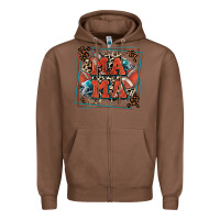 Chestnut American football mama with leopard Zipper Hoodie - Zillion Design Studio