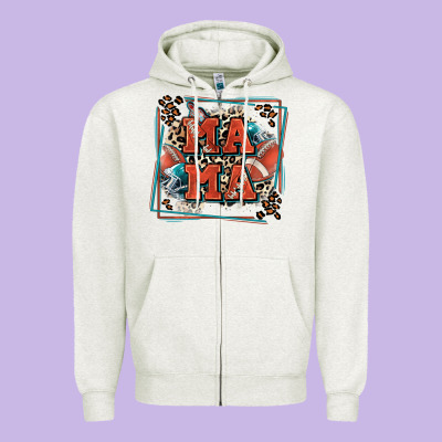 American Football Mama With Leopard Zipper Hoodie Designed By Zillion Design Studio