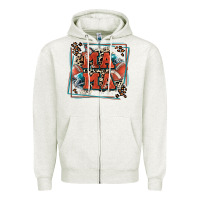 Oatmeal Heather American football mama with leopard Zipper Hoodie - Zillion Design Studio