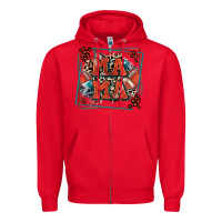 Red American football mama with leopard Zipper Hoodie - Zillion Design Studio