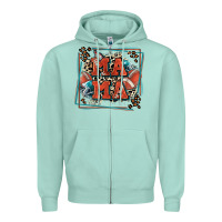 Seafoam American football mama with leopard Zipper Hoodie - Zillion Design Studio