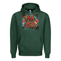 Sports Green American football mama with leopard Zipper Hoodie - Zillion Design Studio