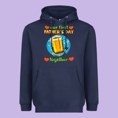 Our First Father's Day Together And Beer Heavyweight Hoodie Designed By Hra Design Shop