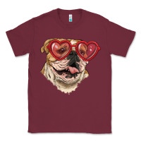 Burgundy english bulldog with love glass Classic Tee - RanaPortraitStore
