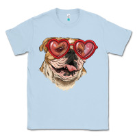 Dusty Blue english bulldog with love glass Classic Tee - RanaPortraitStore