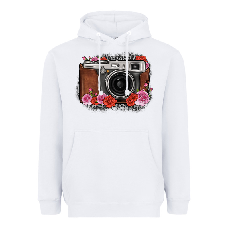 Rose Grey Leopard Vintage Camera Heavyweight Hoodie by FaDigitalArtStudio | Teevron