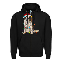 Black saint bernard with christmas lights Zipper Hoodie - RanaPortraitStore