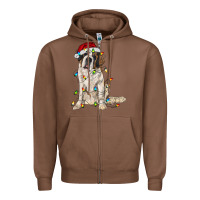 Chestnut saint bernard with christmas lights Zipper Hoodie - RanaPortraitStore