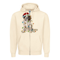 Sandshell saint bernard with christmas lights Zipper Hoodie - RanaPortraitStore