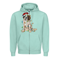 Seafoam saint bernard with christmas lights Zipper Hoodie - RanaPortraitStore