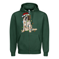 Sports Green saint bernard with christmas lights Zipper Hoodie - RanaPortraitStore