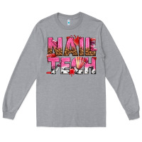 Heather Grey nail tech Long Sleeve Tee - texasbilliewilder