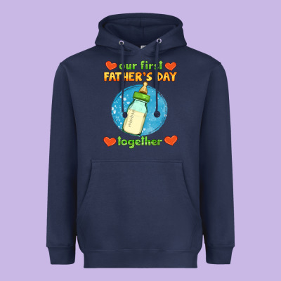 Our First Father's Day Together And Baby Bottle Heavyweight Hoodie Designed By Hra Design Shop