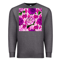 Charcoal Heather valentines day roses and diamond plaid seamless pattern Premium Sweatshirt - BundleAndBundleShop