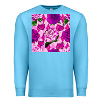 Ocean Blue valentines day roses and diamond plaid seamless pattern Premium Sweatshirt - BundleAndBundleShop