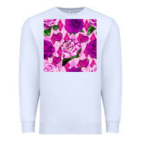 White valentines day roses and diamond plaid seamless pattern Premium Sweatshirt - BundleAndBundleShop