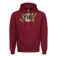 Burgundy Saint Bernard Christmas joy, Zipper Hoodie - RanaPortraitStore