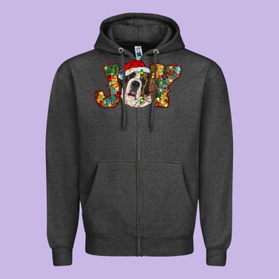 Saint Bernard Christmas Joy, Zipper Hoodie Designed By Ranaportraitstore