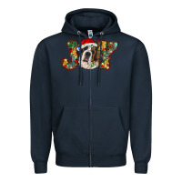Navy Saint Bernard Christmas joy, Zipper Hoodie - RanaPortraitStore